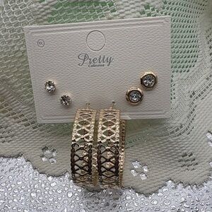 NWT Gold and Silver Textured Hoop Earrings